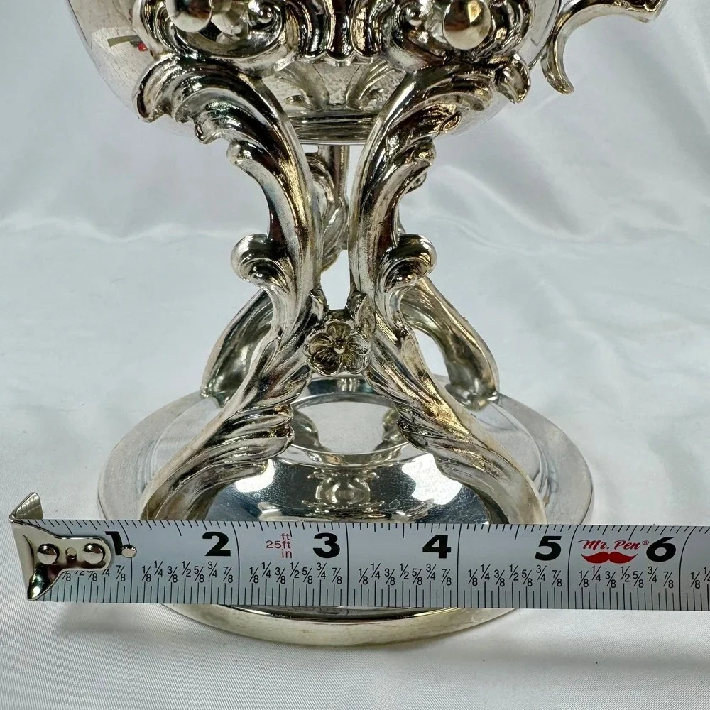 Vintage Ornate Silver Plate Tilting Gravy Boat w/ Rococo Scroll Stand Bridgerton